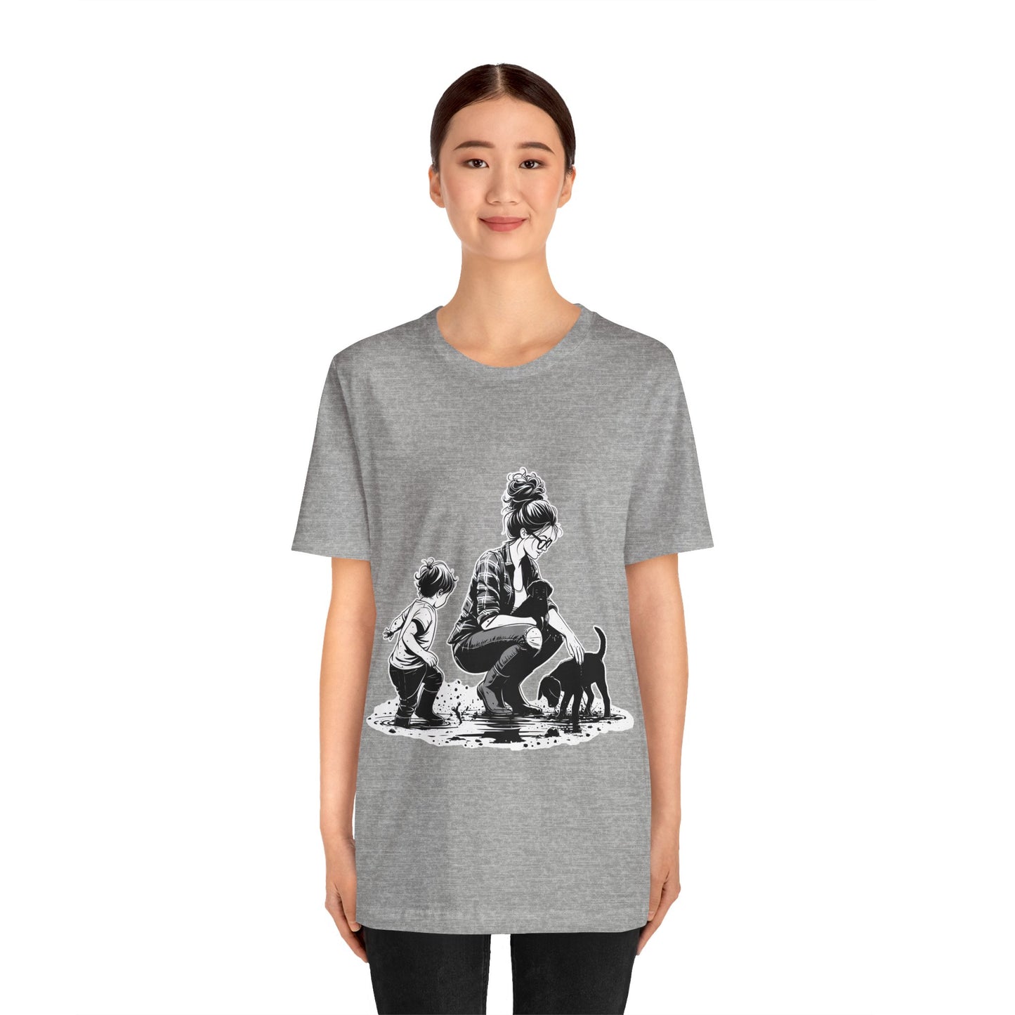 Mother & child w/puppies-  Jersey Short Sleeve Tee | 2