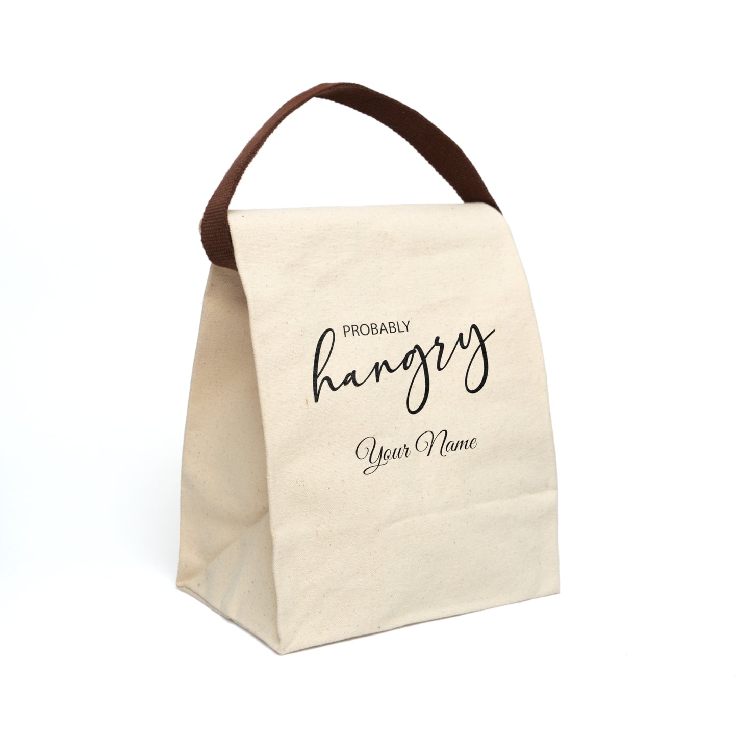 Add Your Name - Probably Hangry - Canvas Lunch Bag With Strap | 2