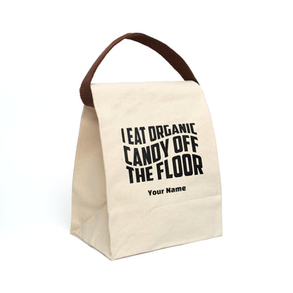 Add Your Name - Candy Off the Floor - Canvas Lunch Bag With Strap