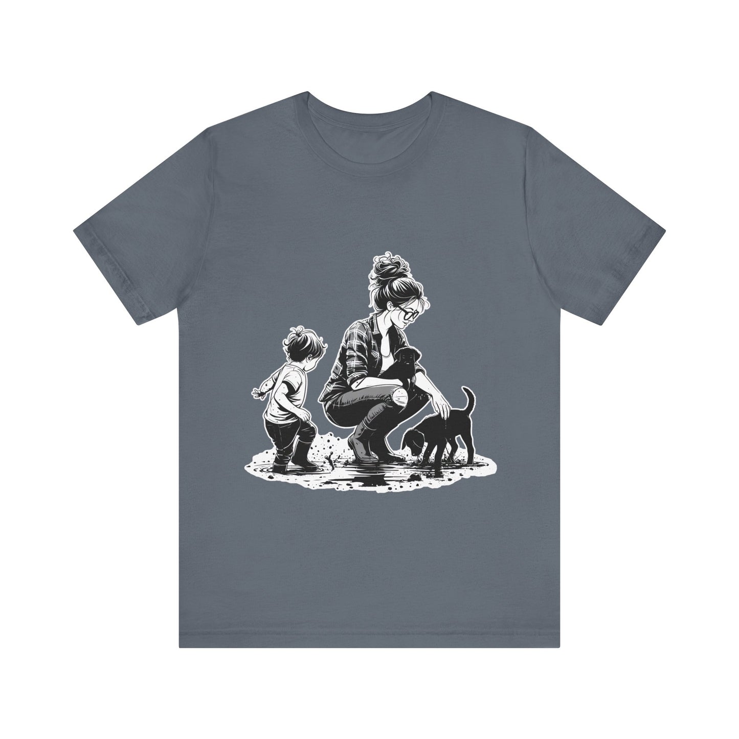 Mother & child w/puppies-  Jersey Short Sleeve Tee | 2