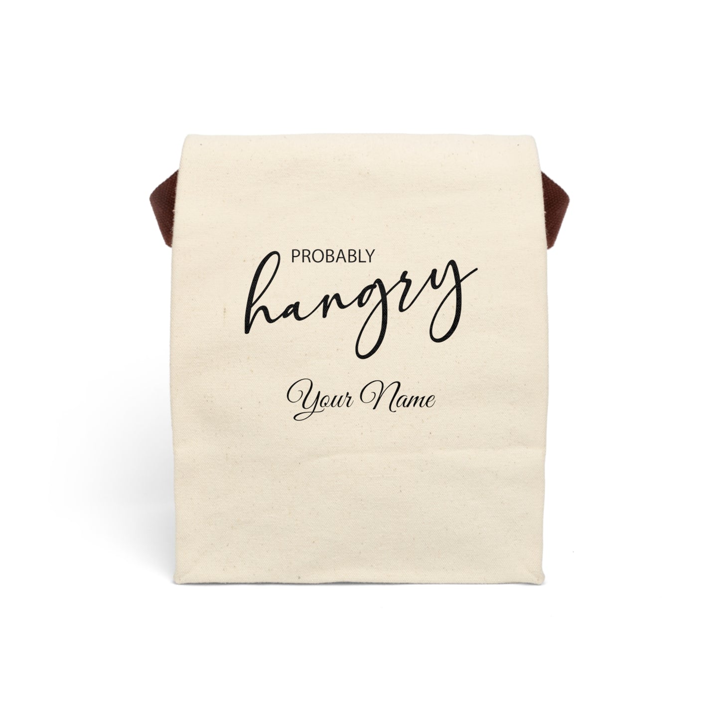 Add Your Name - Probably Hangry - Canvas Lunch Bag With Strap | 2