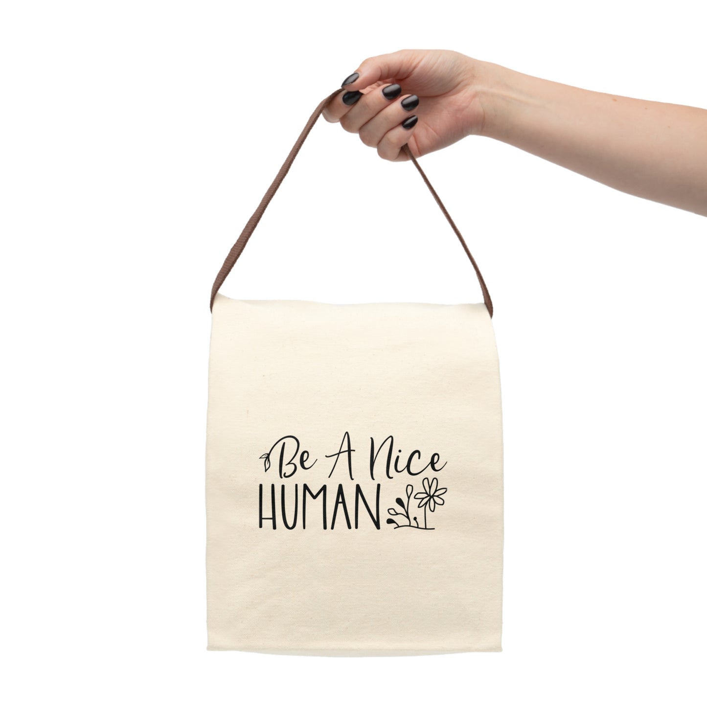 Canvas Lunch Bag With Strap - Be A Nice Human