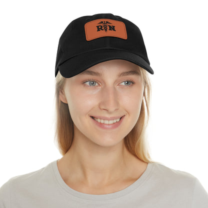 Nurse Hat with Leather Patch (Rectangle) - RN