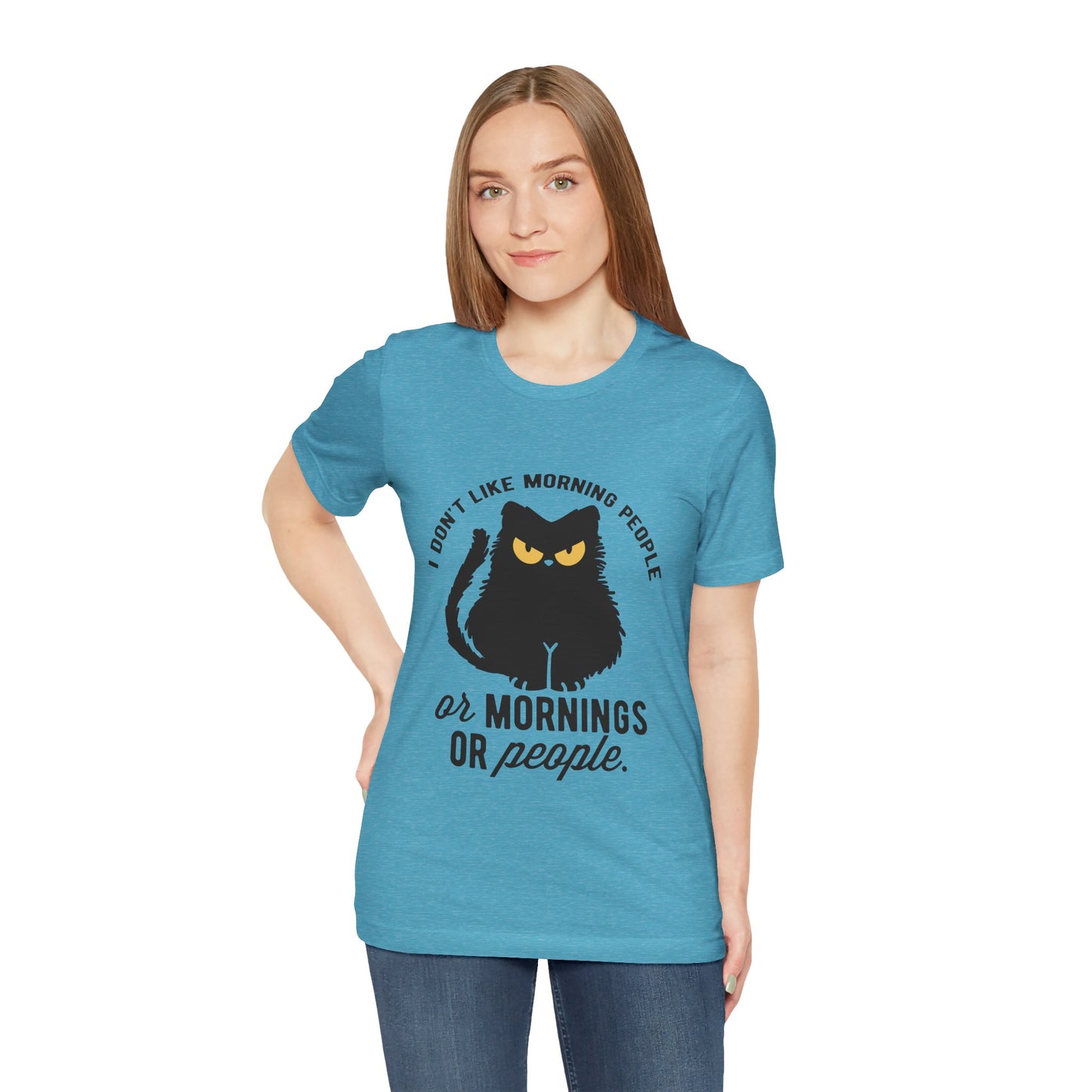 I don't like morning people - Cat - Jersey Short Sleeve Tee