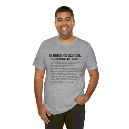 Nursing school survival rules - Unisex Jersey Short Sleeve Tee - Nurse