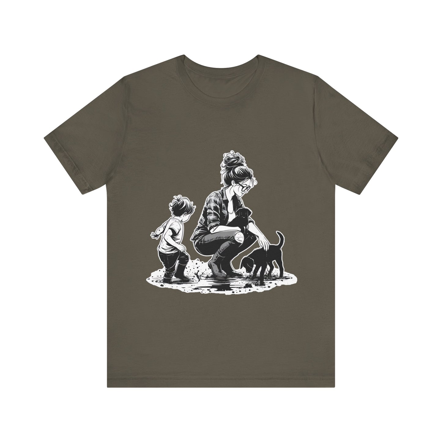 Mother & child w/puppies-  Jersey Short Sleeve Tee | 2