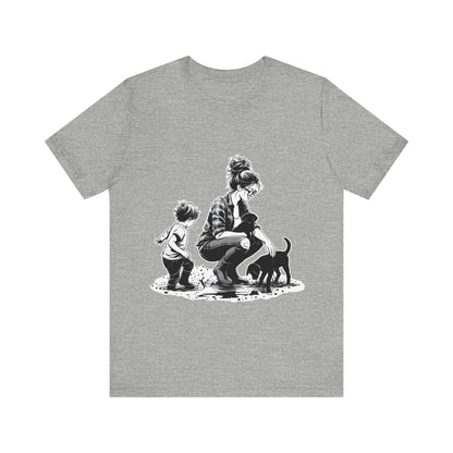 Mother & child w/puppies-  Jersey Short Sleeve Tee | 2