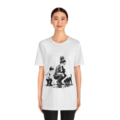 Mother & child w/puppies-  Jersey Short Sleeve Tee | 2