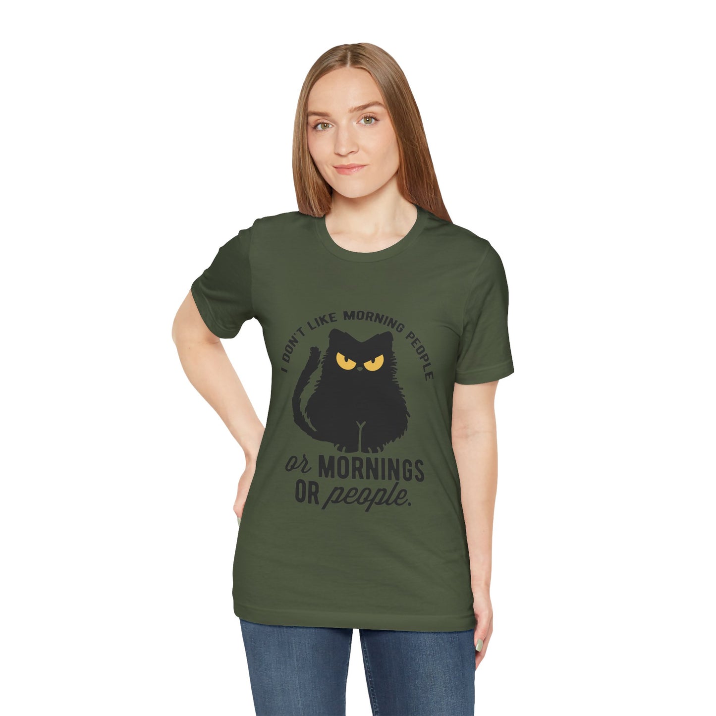 I don't like morning people - Cat - Jersey Short Sleeve Tee