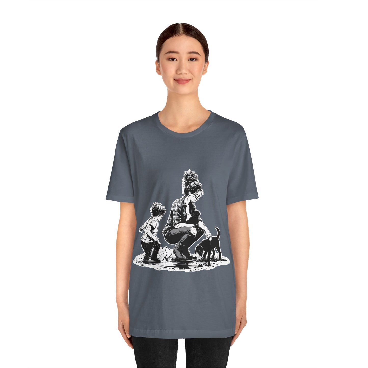 Mother & child w/puppies-  Jersey Short Sleeve Tee | 2