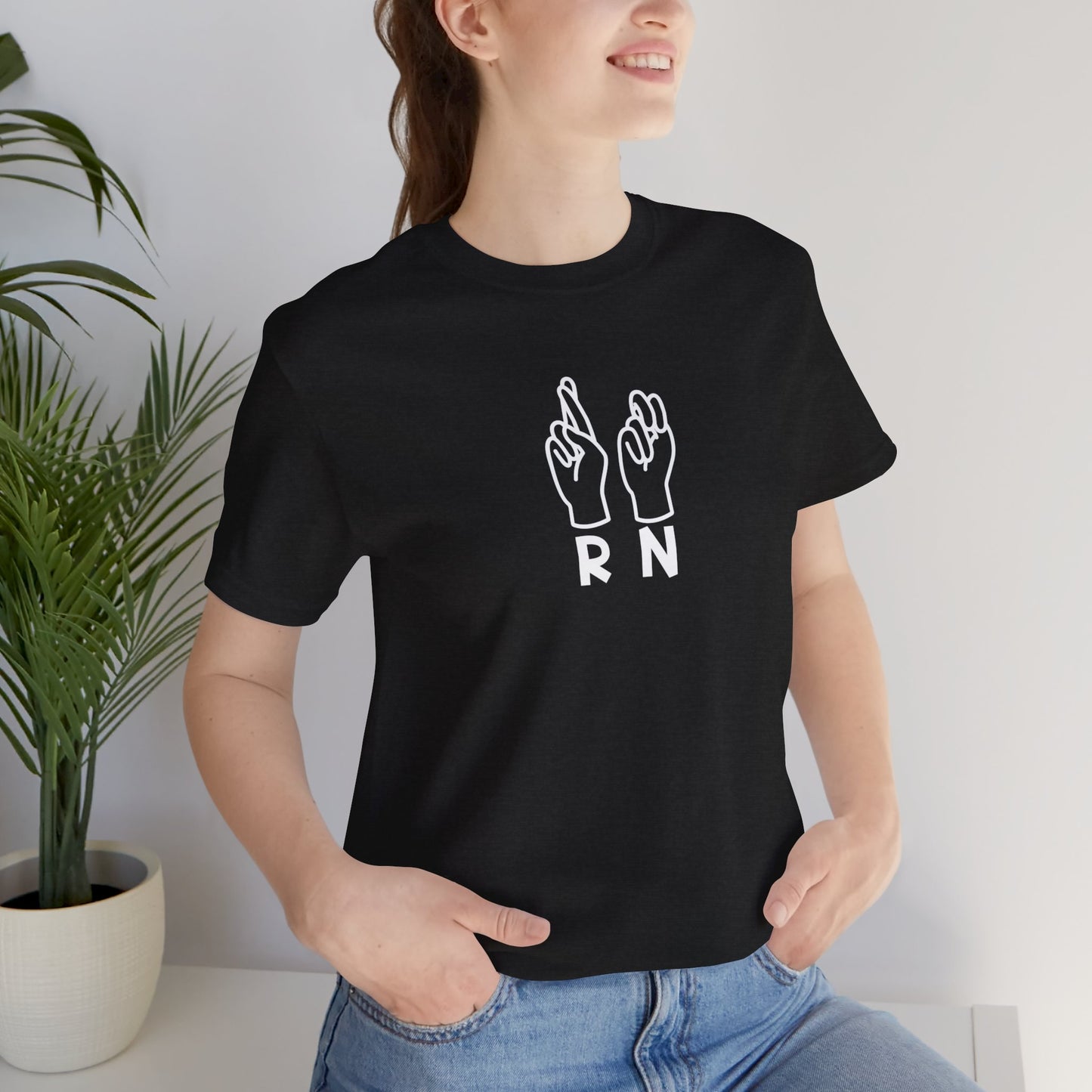 Sign Language "RN" - Unisex Jersey Short Sleeve Tee - Nurse