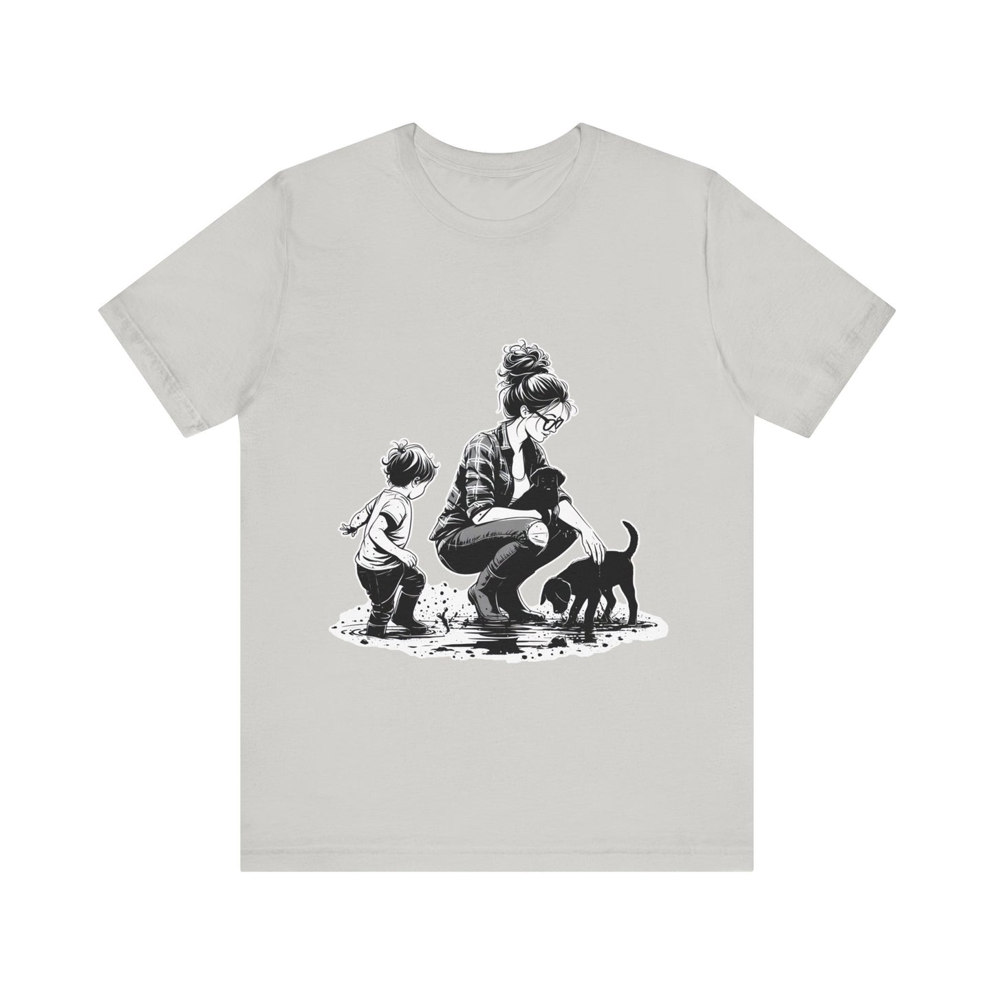 Mother & child w/puppies-  Jersey Short Sleeve Tee | 2