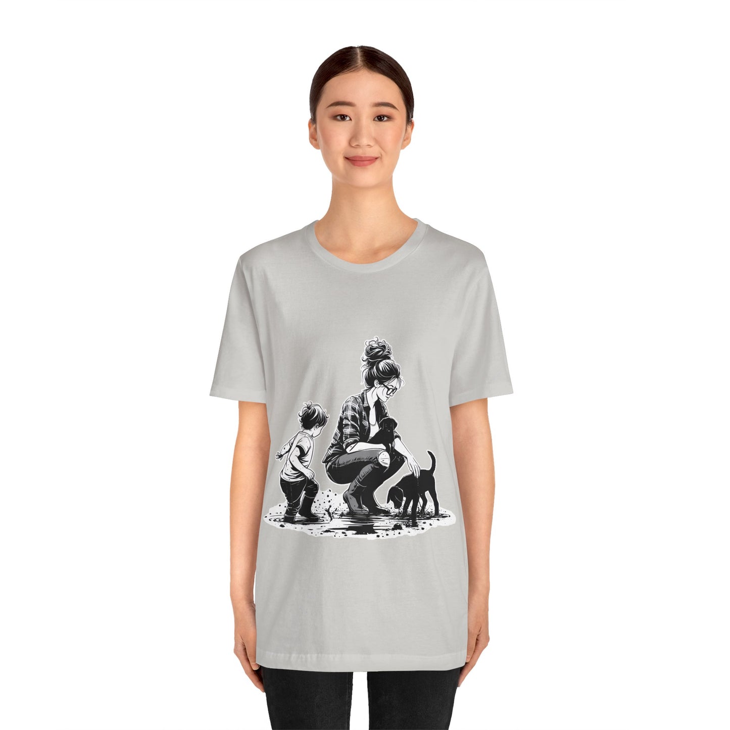 Mother & child w/puppies-  Jersey Short Sleeve Tee | 2