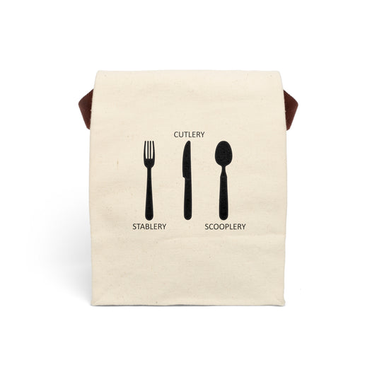 Canvas Lunch Bag With Strap - Cutlery, Stablery, Scooplery