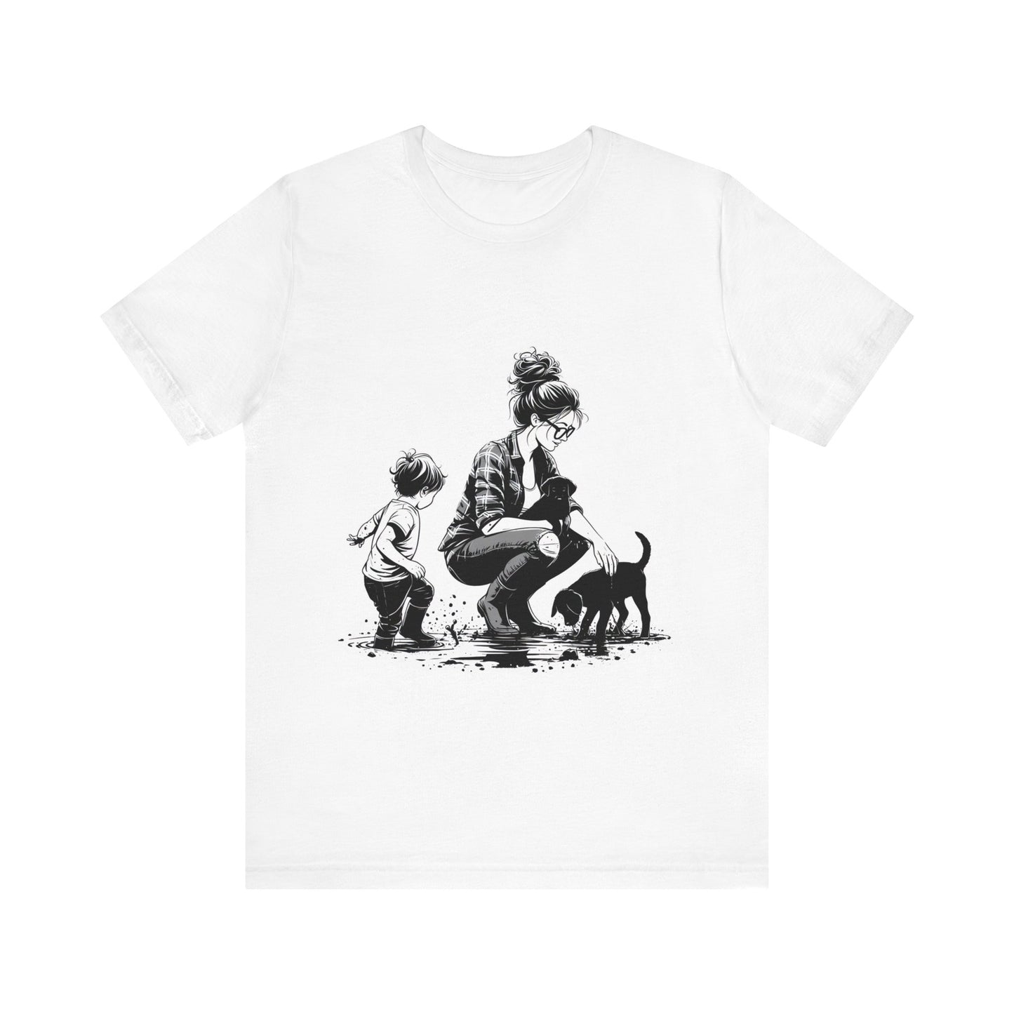 Mother & child w/puppies-  Jersey Short Sleeve Tee | 2