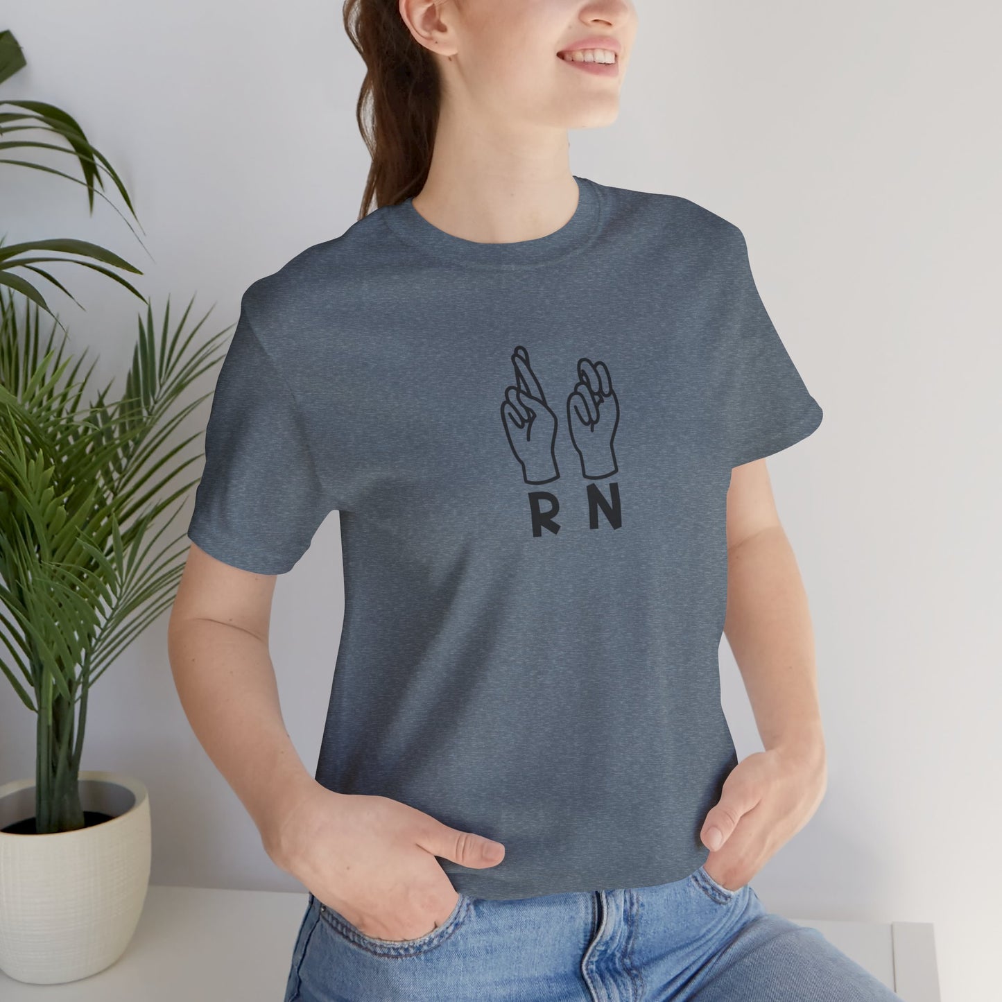 Sign Language "RN" - Unisex Jersey Short Sleeve Tee - Nurse