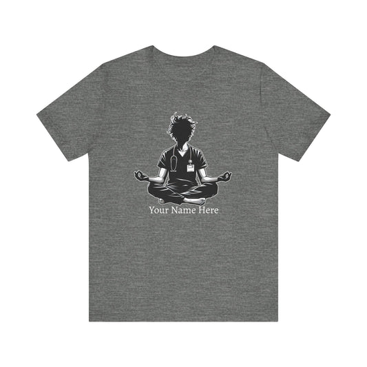 Add Your Name -  Male Nurse yoga pose - Unisex Jersey Short Sleeve Tee