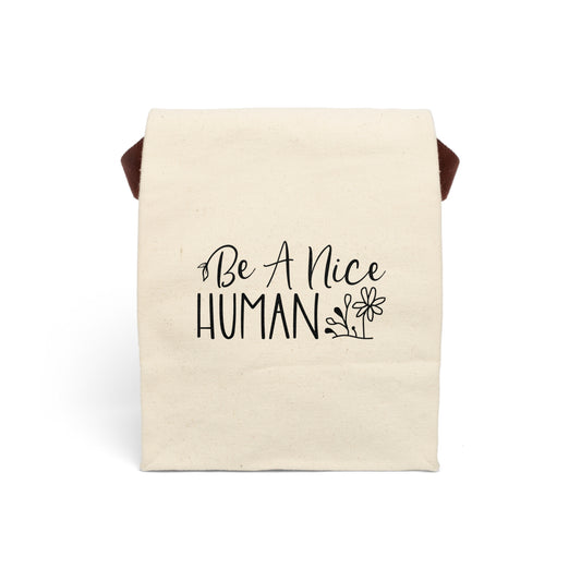 Canvas Lunch Bag With Strap - Be A Nice Human