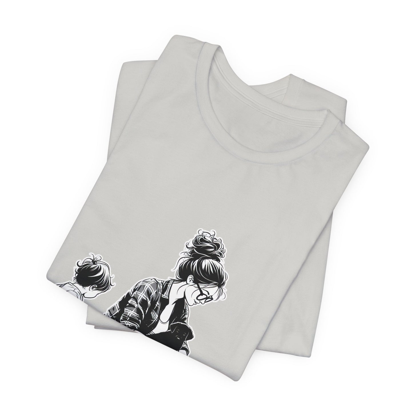 Mother & child w/puppies-  Jersey Short Sleeve Tee | 2