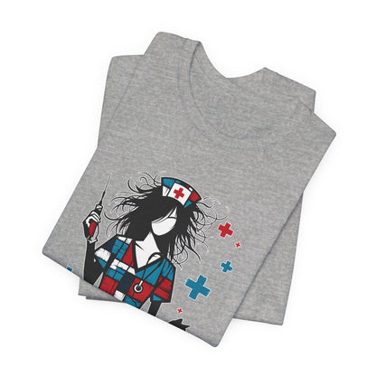 Nurse + cat (red, white, blue)  - Unisex Jersey Short Sleeve Tee - Nurse