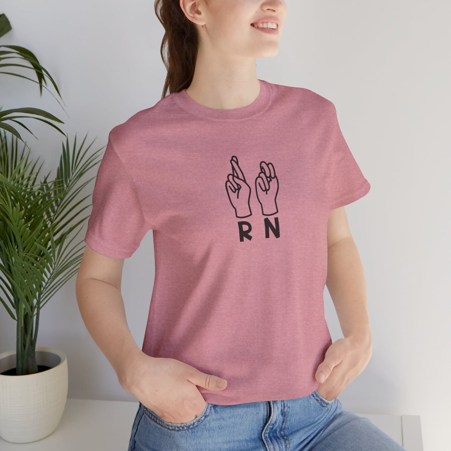 Sign Language "RN" - Unisex Jersey Short Sleeve Tee - Nurse