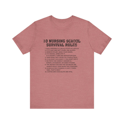 Nursing school survival rules - Unisex Jersey Short Sleeve Tee - Nurse