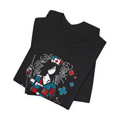 Nurse + cat (red, white, blue)  - Unisex Jersey Short Sleeve Tee - Nurse