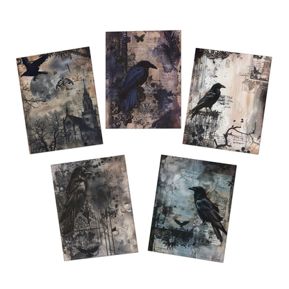 DP - Victorian Gothic Black Birds - Multi-Design Greeting Cards (5-Pack) | 3