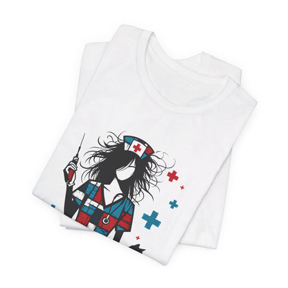 Nurse + cat (red, white, blue)  - Unisex Jersey Short Sleeve Tee - Nurse