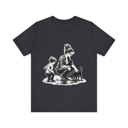 Mother & child w/puppies-  Jersey Short Sleeve Tee | 2