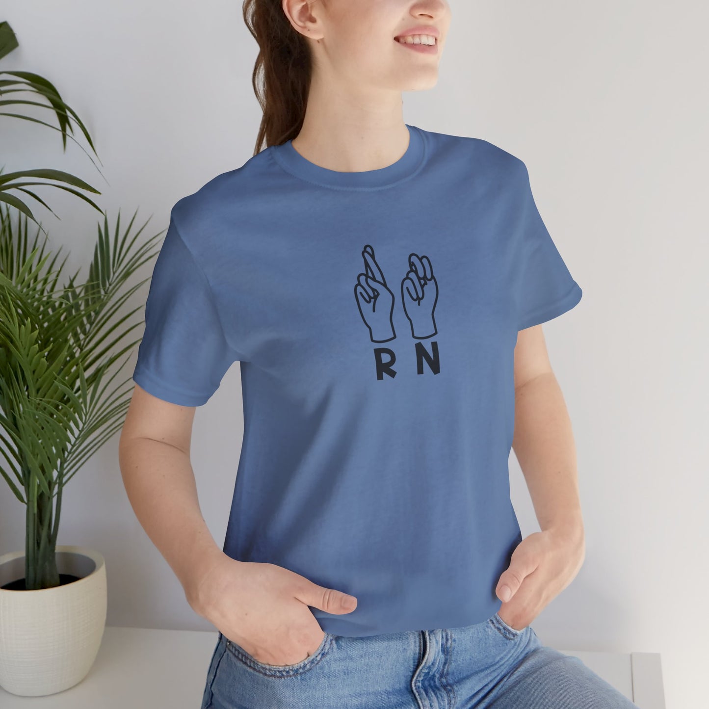 Sign Language "RN" - Unisex Jersey Short Sleeve Tee - Nurse