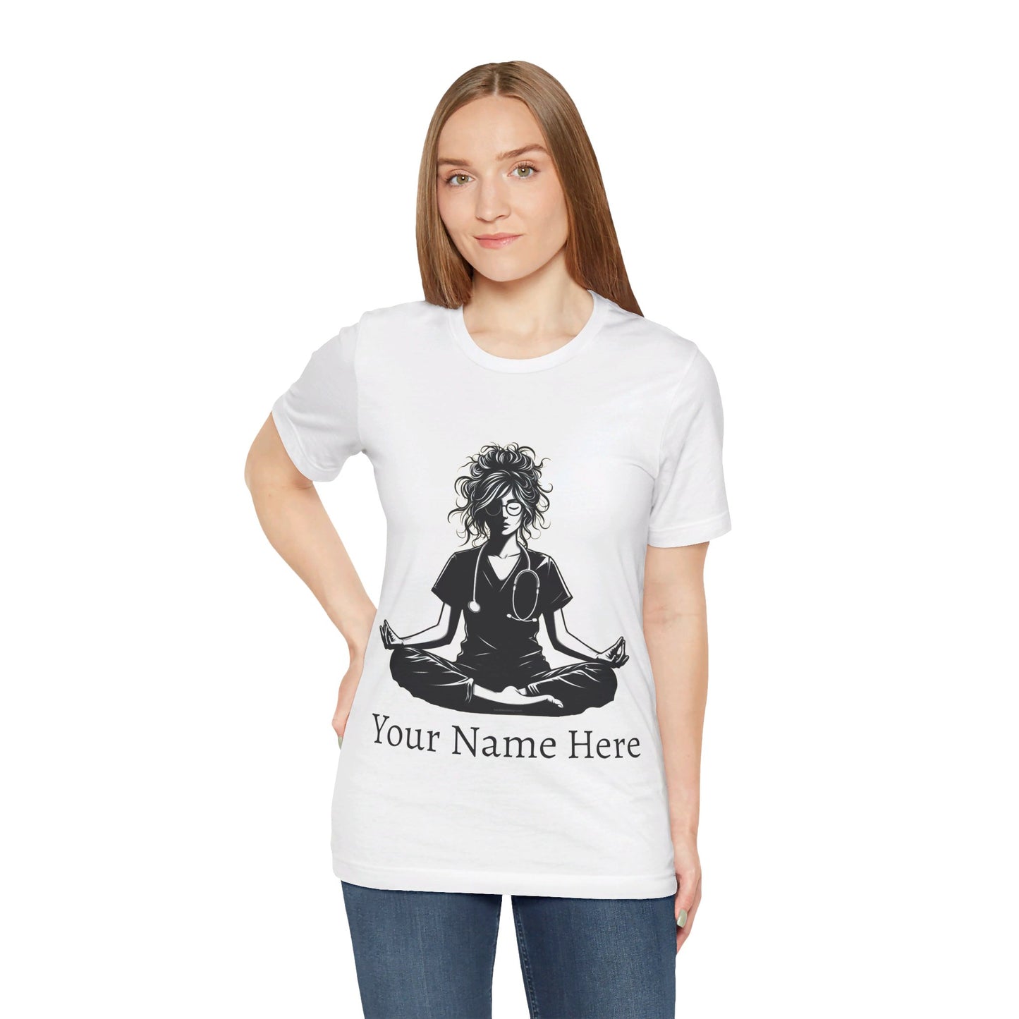 Add Your Name -  Nurse yoga pose - Unisex Jersey Short Sleeve Tee