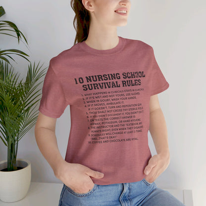 Nursing school survival rules - Unisex Jersey Short Sleeve Tee - Nurse