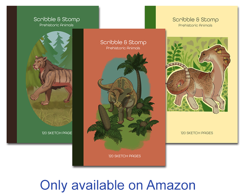 Scribble & Stomp Prehistoric Animals Sketchbooks by Bree of BP Creations. Available only on Amzon